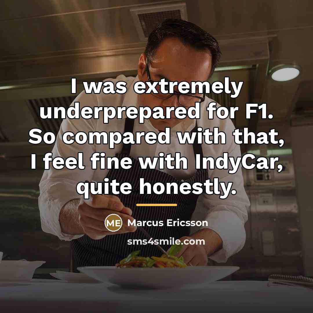 “I was extremely underprepared for F1. So compared with that,…” quote by Marcus Ericsson