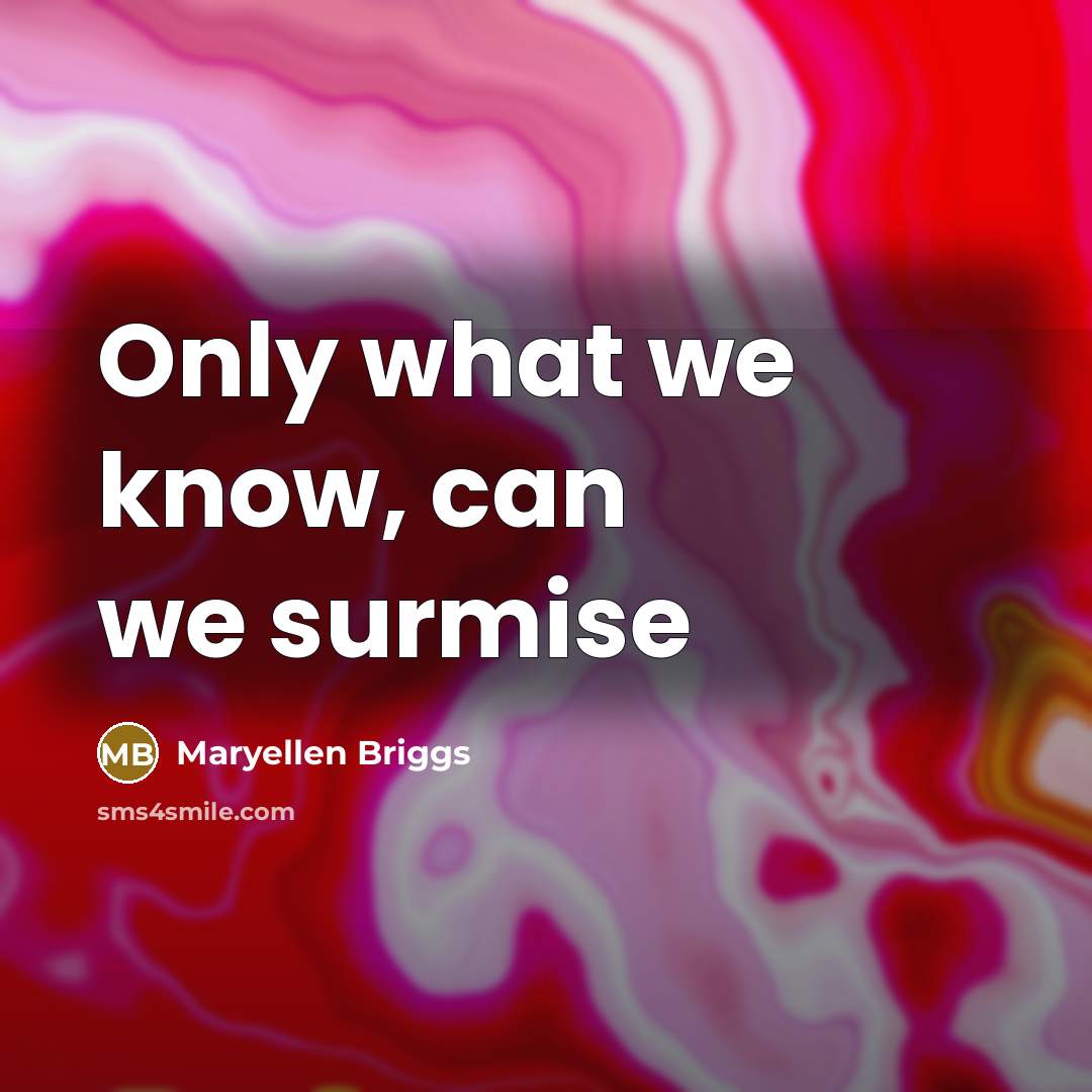 “Only what we know, can we surmise” quote by Maryellen Briggs