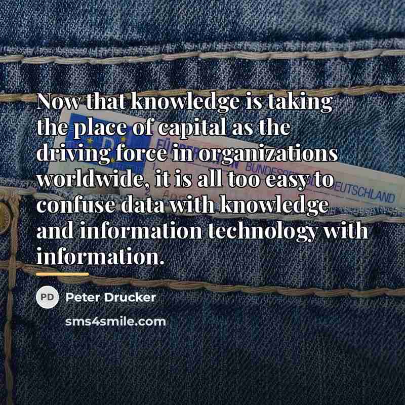 “Now that knowledge is taking the place of capital as…” quote by Peter Drucker