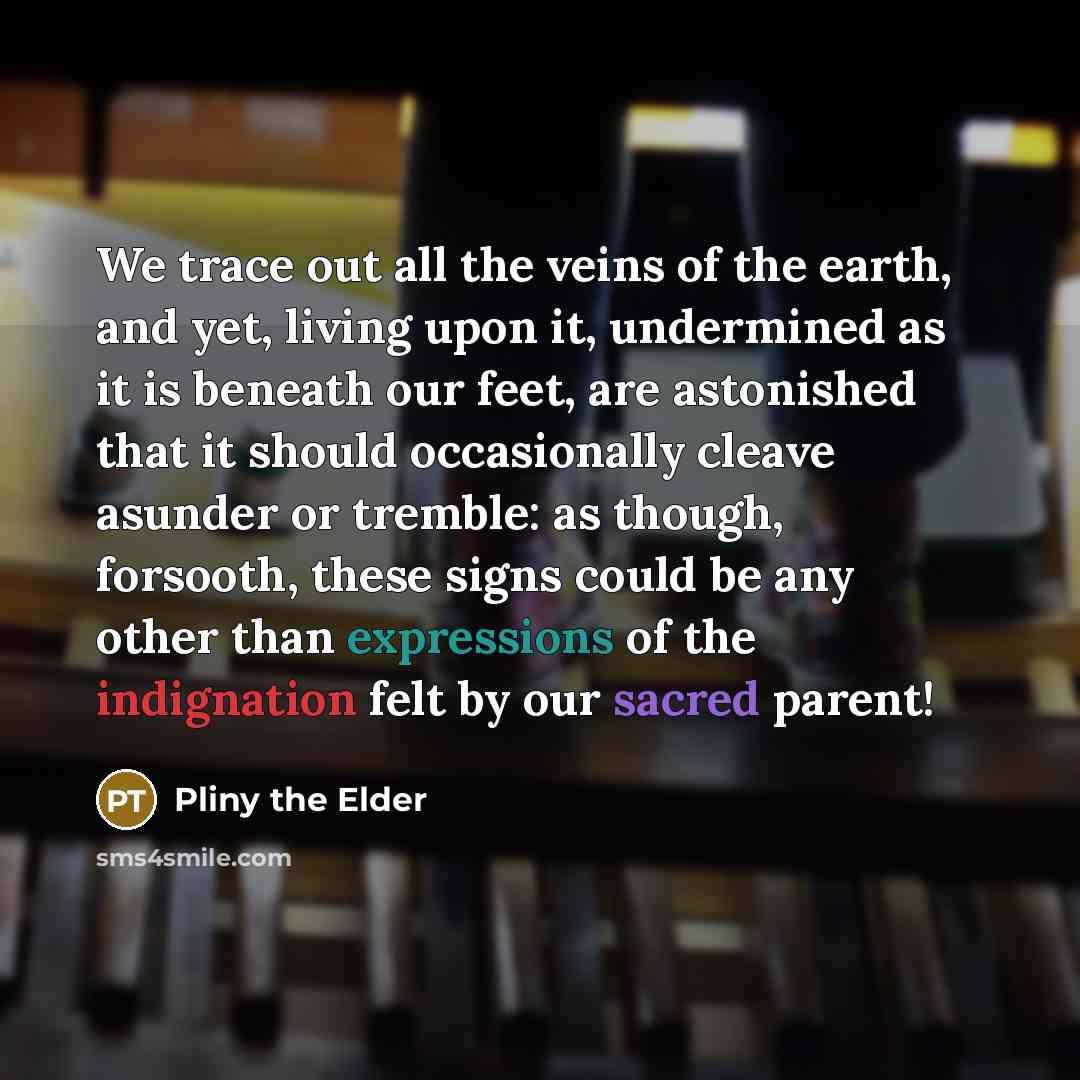 “We trace out all the veins of the earth, and…” quote by Pliny the Elder