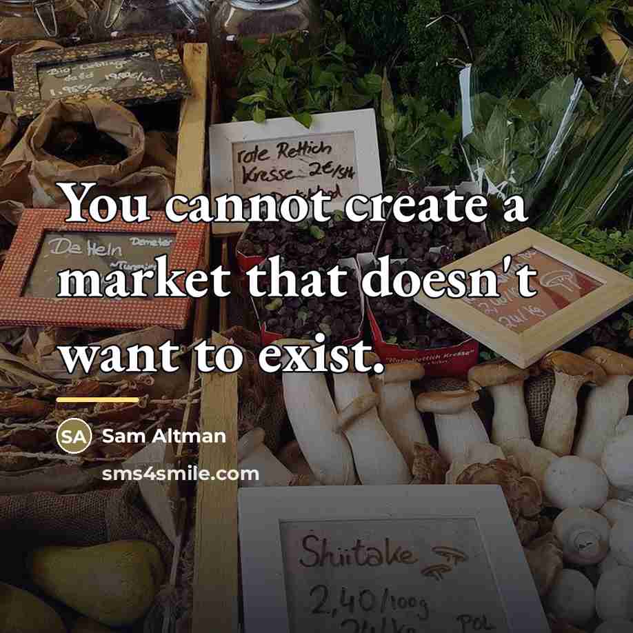 “You cannot create a market that doesn't want to exist.…” quote by Sam Altman