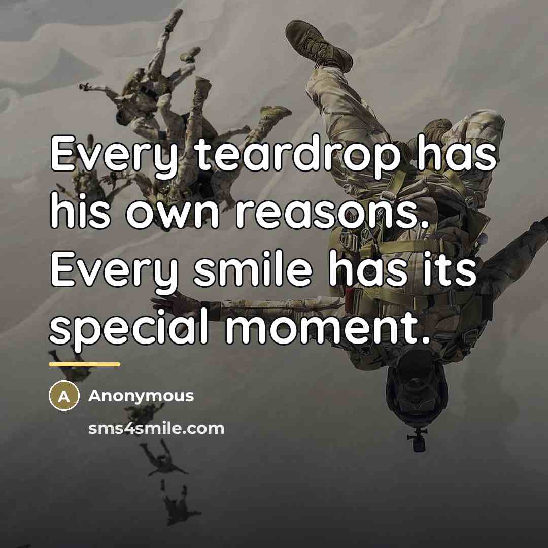 “Every teardrop has his own reasons. Every smile has its…” quote by Anonymous