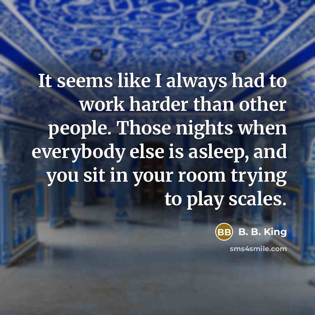 “It seems like I always had to work harder than…” quote by B. B. King