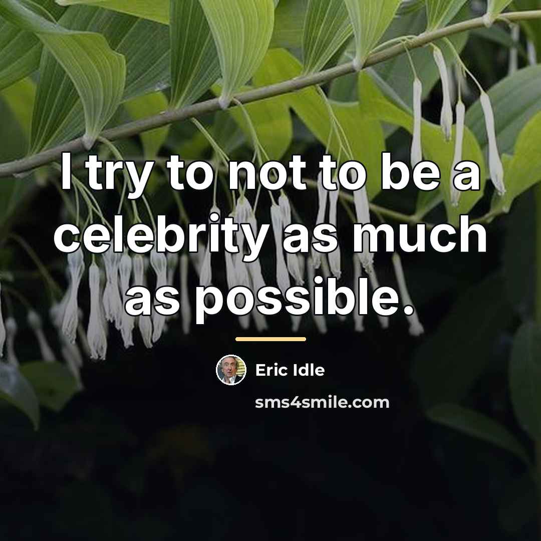 “I try to not to be a celebrity as much…” quote by Eric Idle