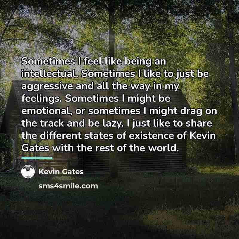 “Sometimes I feel like being an intellectual. Sometimes I like…” quote by Kevin Gates