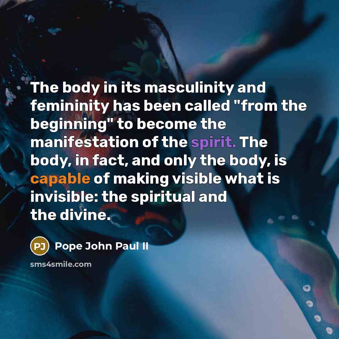 “The body in its masculinity and femininity has been called…” quote by Pope John Paul II