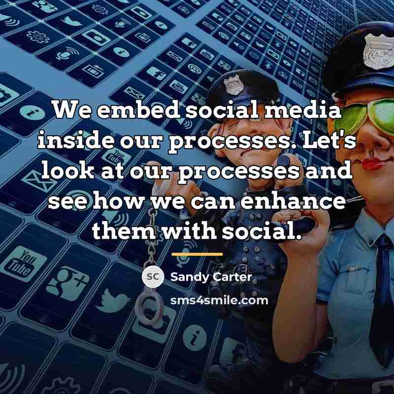“We embed social media inside our processes. Let's look at…” quote by Sandy Carter