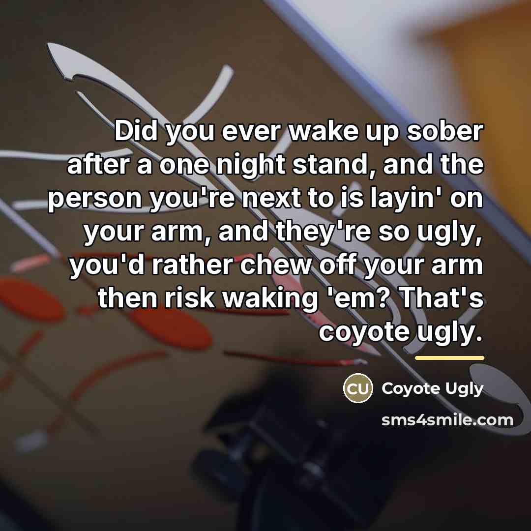 “Did you ever wake up sober after a one night…” quote by Coyote Ugly