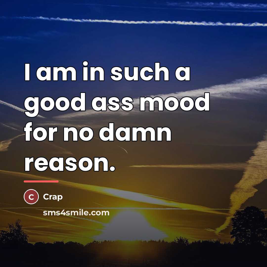 “I am in such a good ass mood for no…” quote by Crap