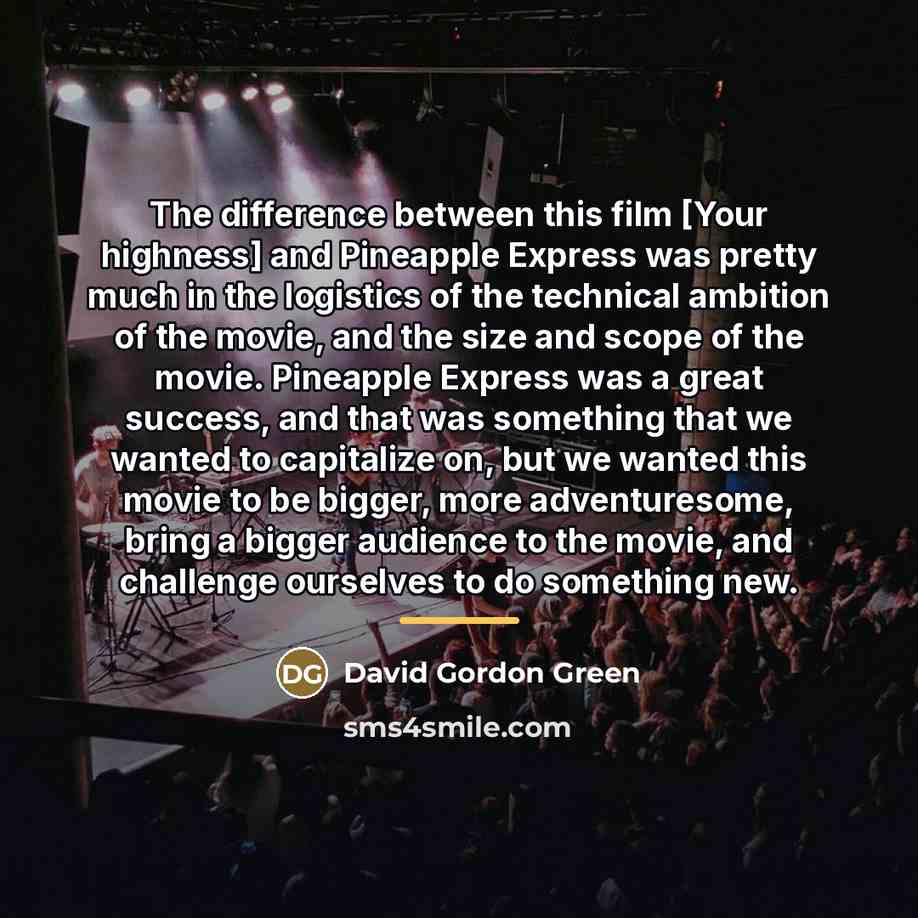 “The difference between this film [Your highness] and Pineapple Express…” quote by David Gordon Green