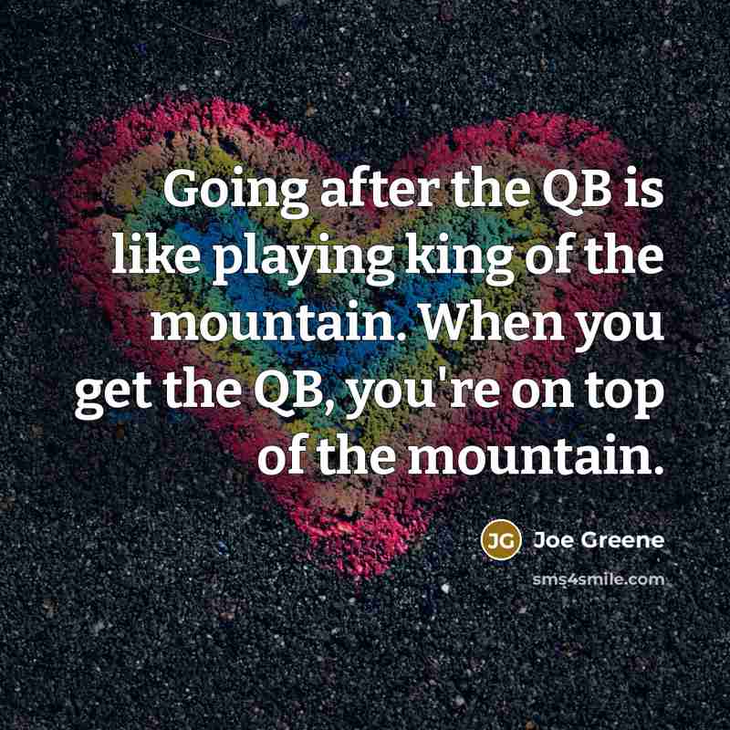 “Going after the QB is like playing king of the…” quote by Joe Greene