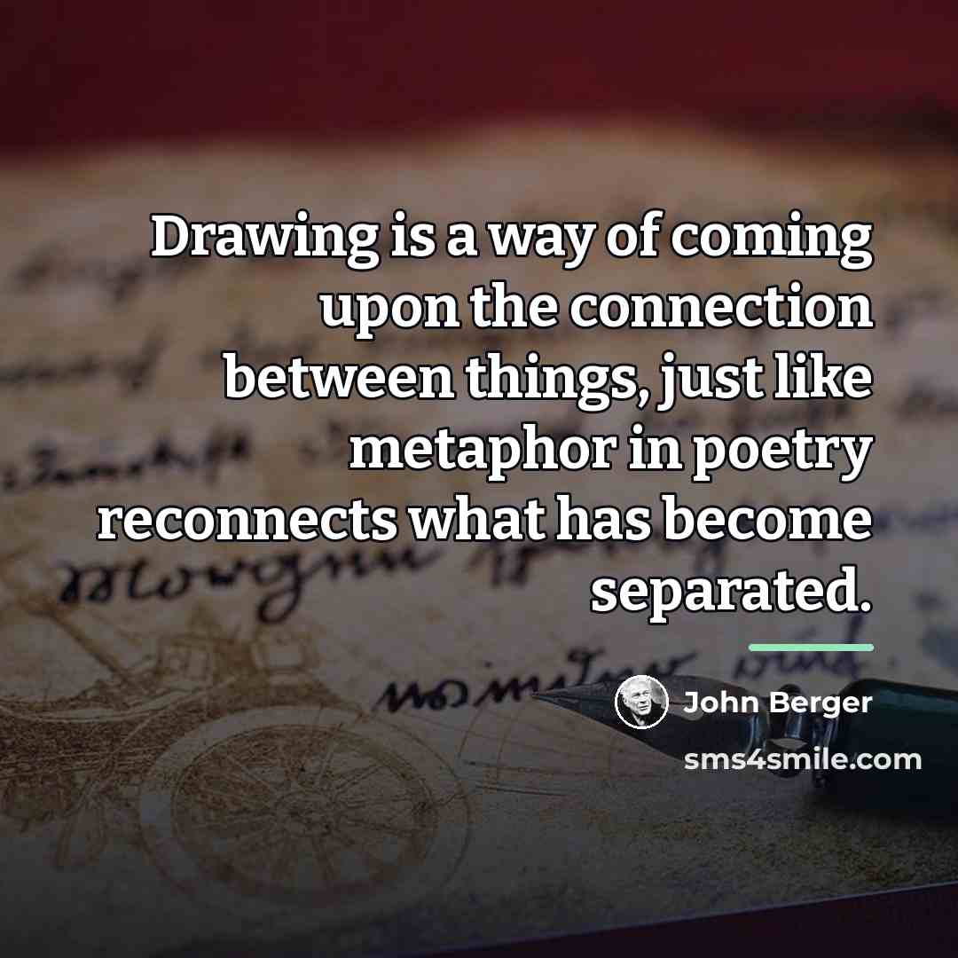“Drawing is a way of coming upon the connection between…” quote by John Berger