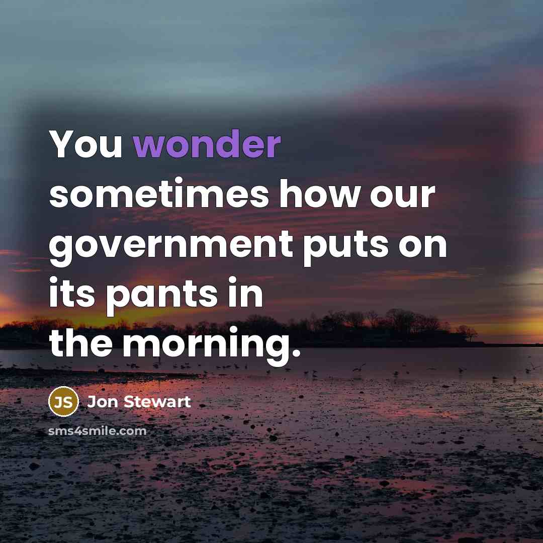 “You wonder sometimes how our government puts on its pants…” quote by Jon Stewart