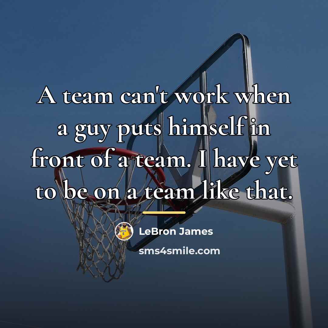“A team can't work when a guy puts himself in…” quote by LeBron James