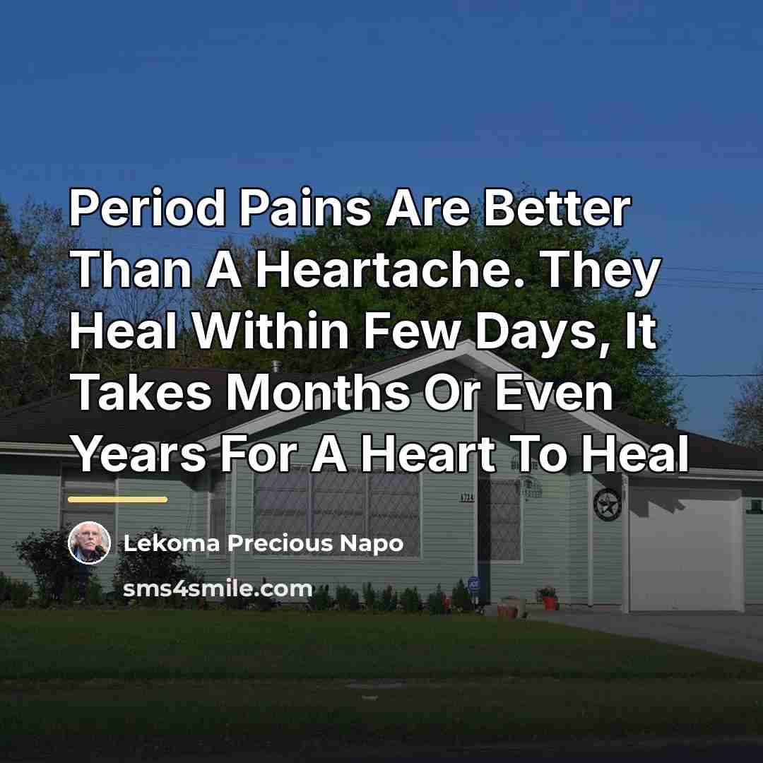 “Period Pains Are Better Than A Heartache. They Heal Within…” quote by Lekoma Precious Napo