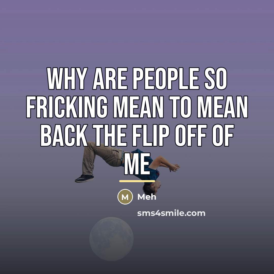 “Why are people so fricking mean to mean back the…” quote by Meh