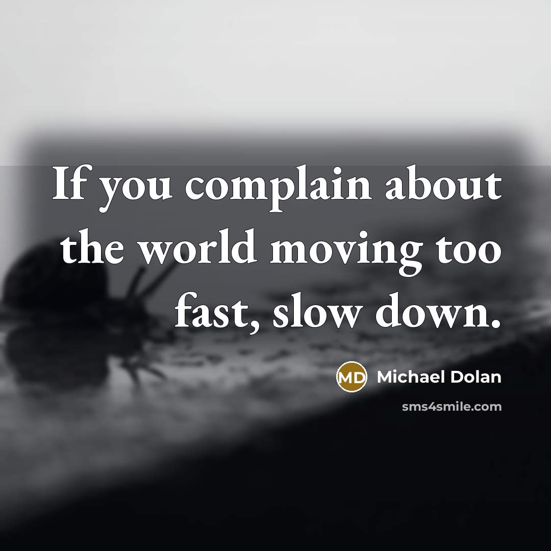 “If you complain about the world moving too fast, slow…” quote by Michael Dolan