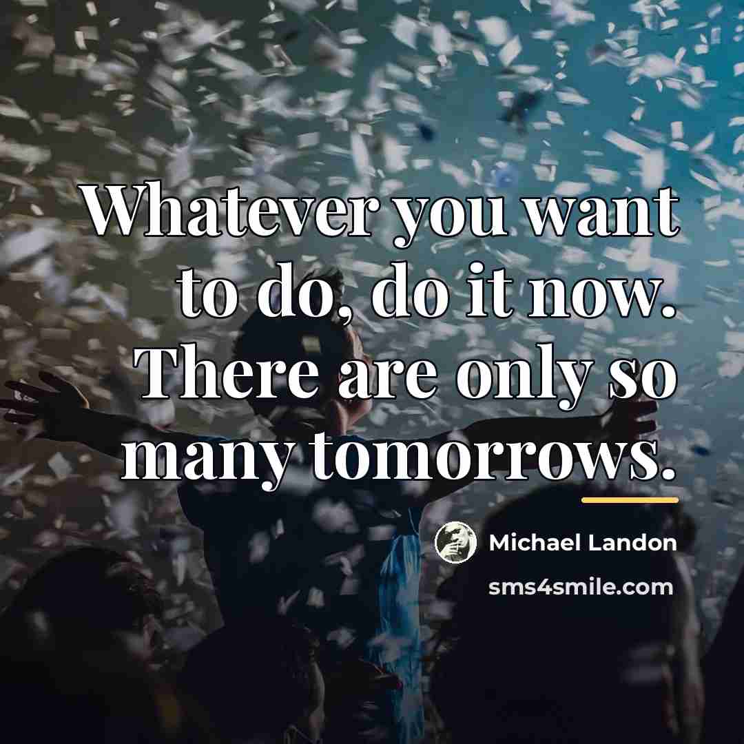 “Whatever you want to do, do it now. There are…” quote by Michael Landon