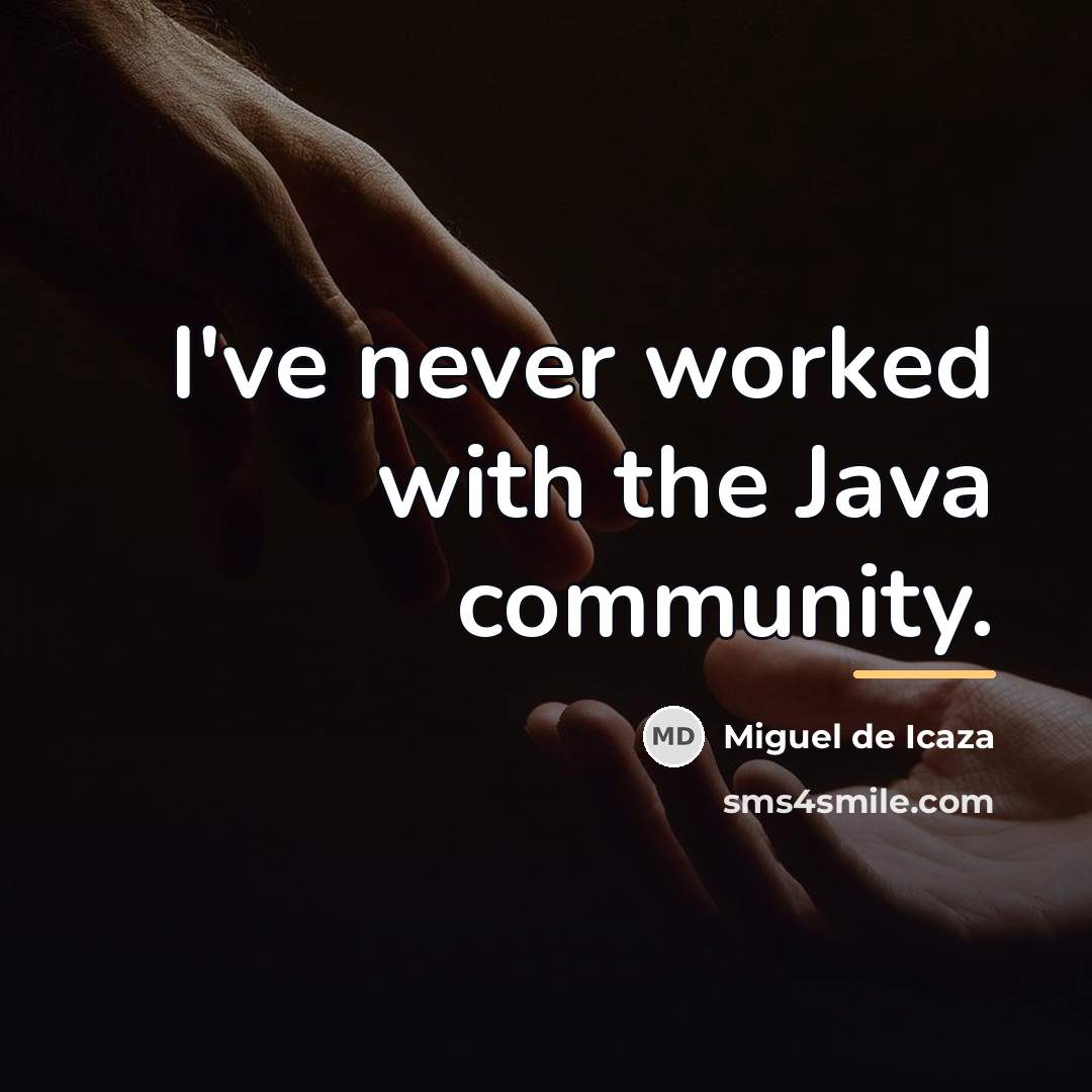 “I've never worked with the Java community.…” quote by Miguel de Icaza