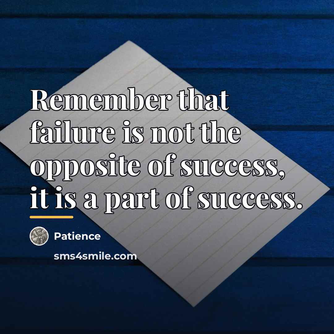 “Remember that failure is not the opposite of success, it…” quote by Patience