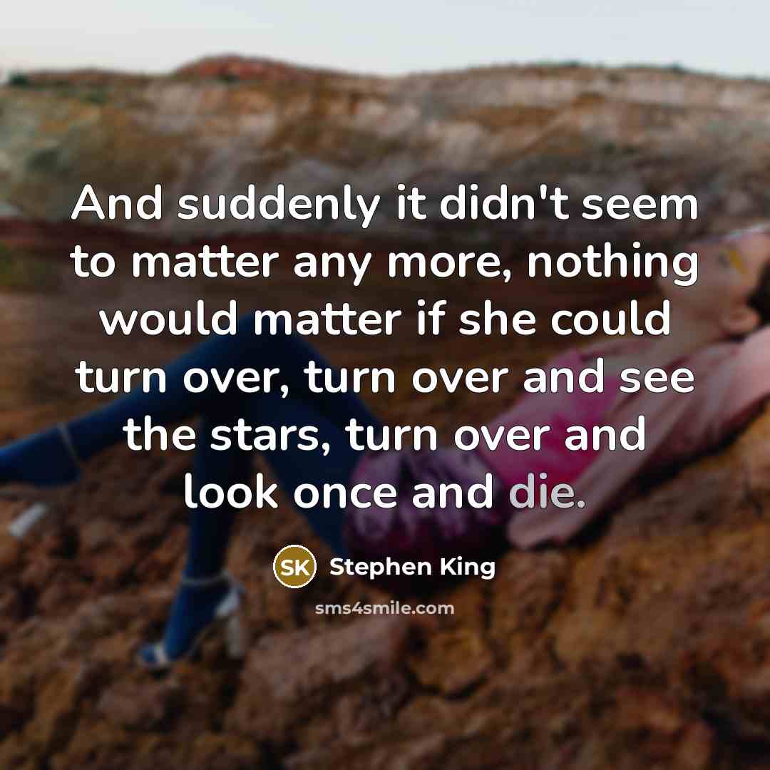 “And suddenly it didn't seem to matter any more, nothing…” quote by Stephen King