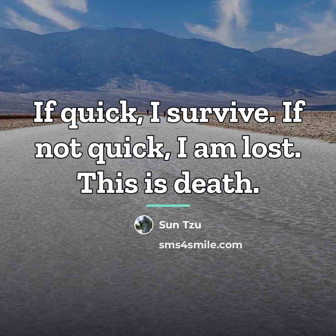“If quick, I survive. If not quick, I am lost.…” quote by Sun Tzu