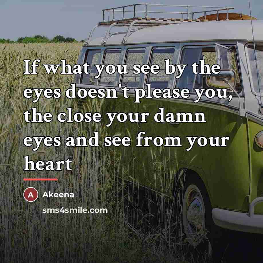 “If what you see by the eyes doesn't please you,…” quote by Akeena