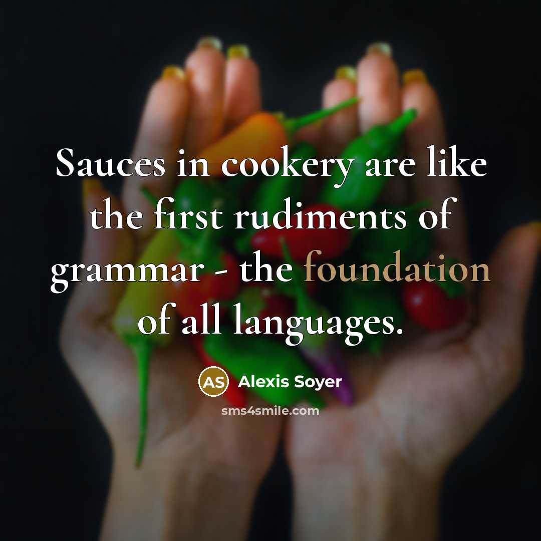 “Sauces in cookery are like the first rudiments of grammar…” quote by Alexis Soyer