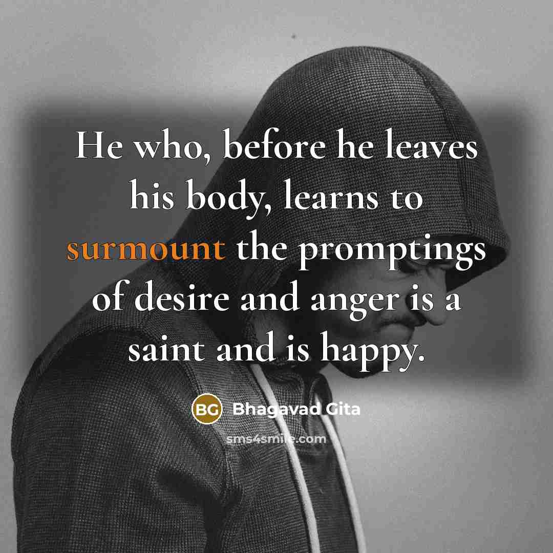 “He who, before he leaves his body, learns to surmount…” quote by Bhagavad Gita