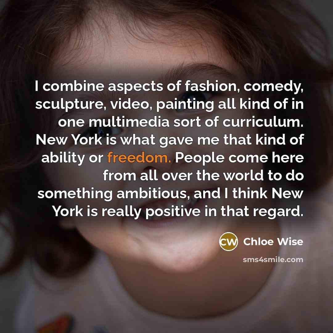 “I combine aspects of fashion, comedy, sculpture, video, painting all…” quote by Chloe Wise