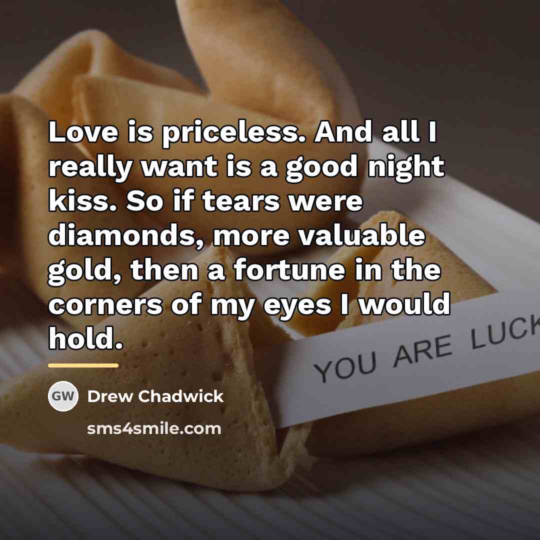 “Love is priceless. And all I really want is a…” quote by Drew Chadwick