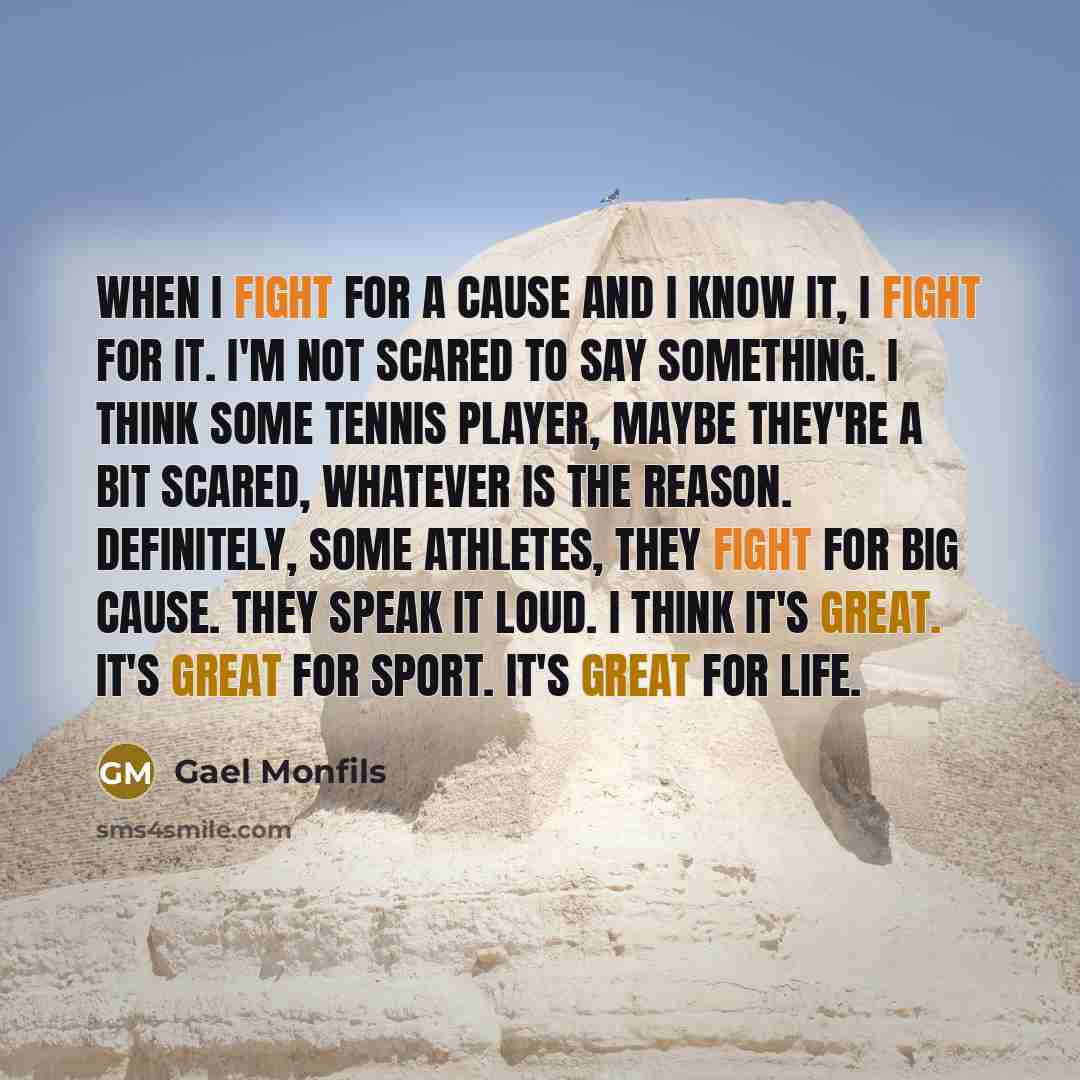 “When I fight for a cause and I know it,…” quote by Gael Monfils
