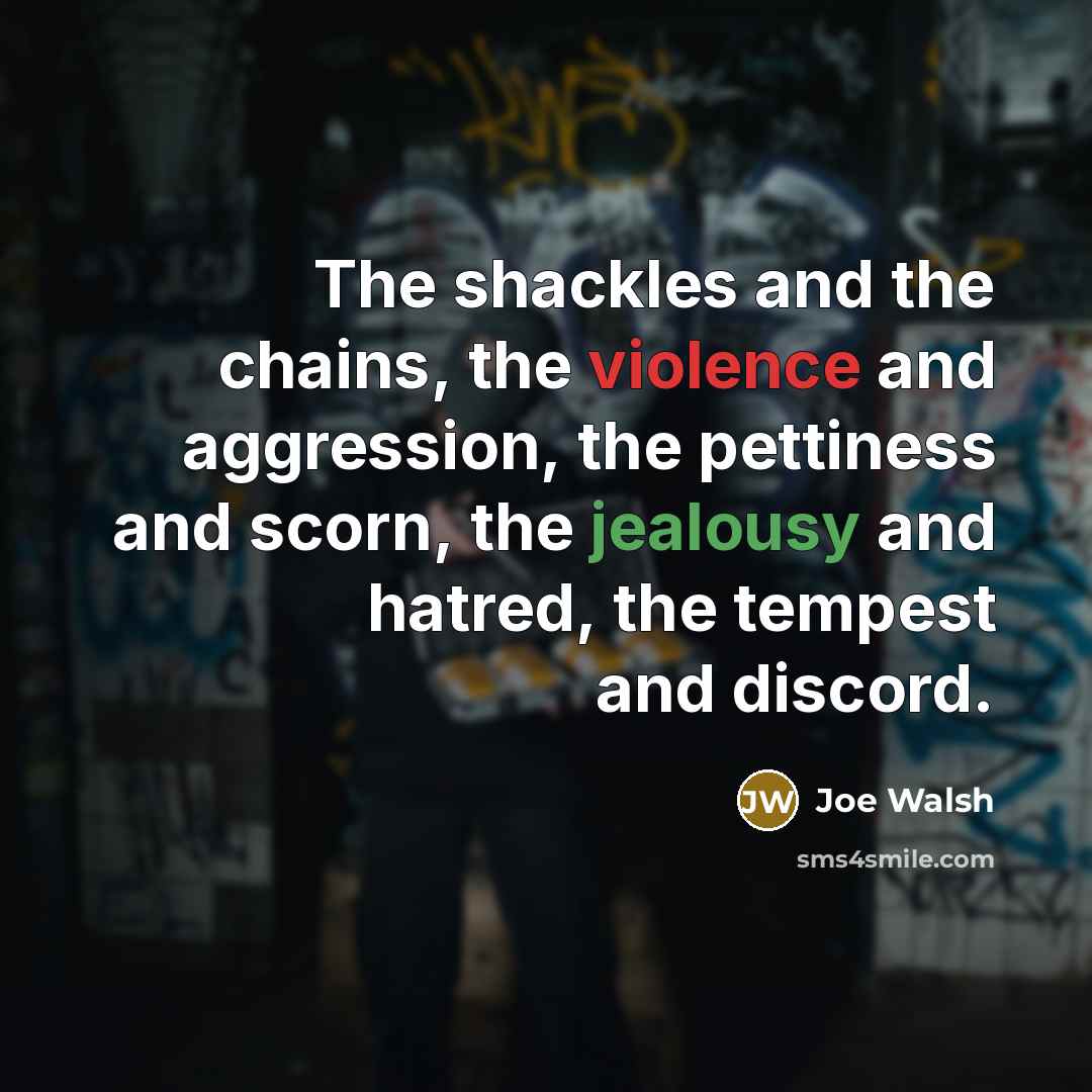 “The shackles and the chains, the violence and aggression, the…” quote by Joe Walsh