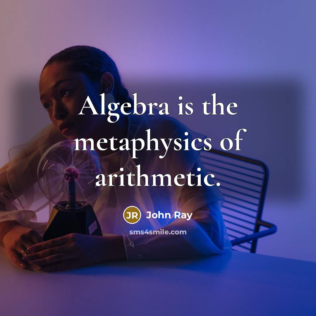 “Algebra is the metaphysics of arithmetic.…” quote by John Ray