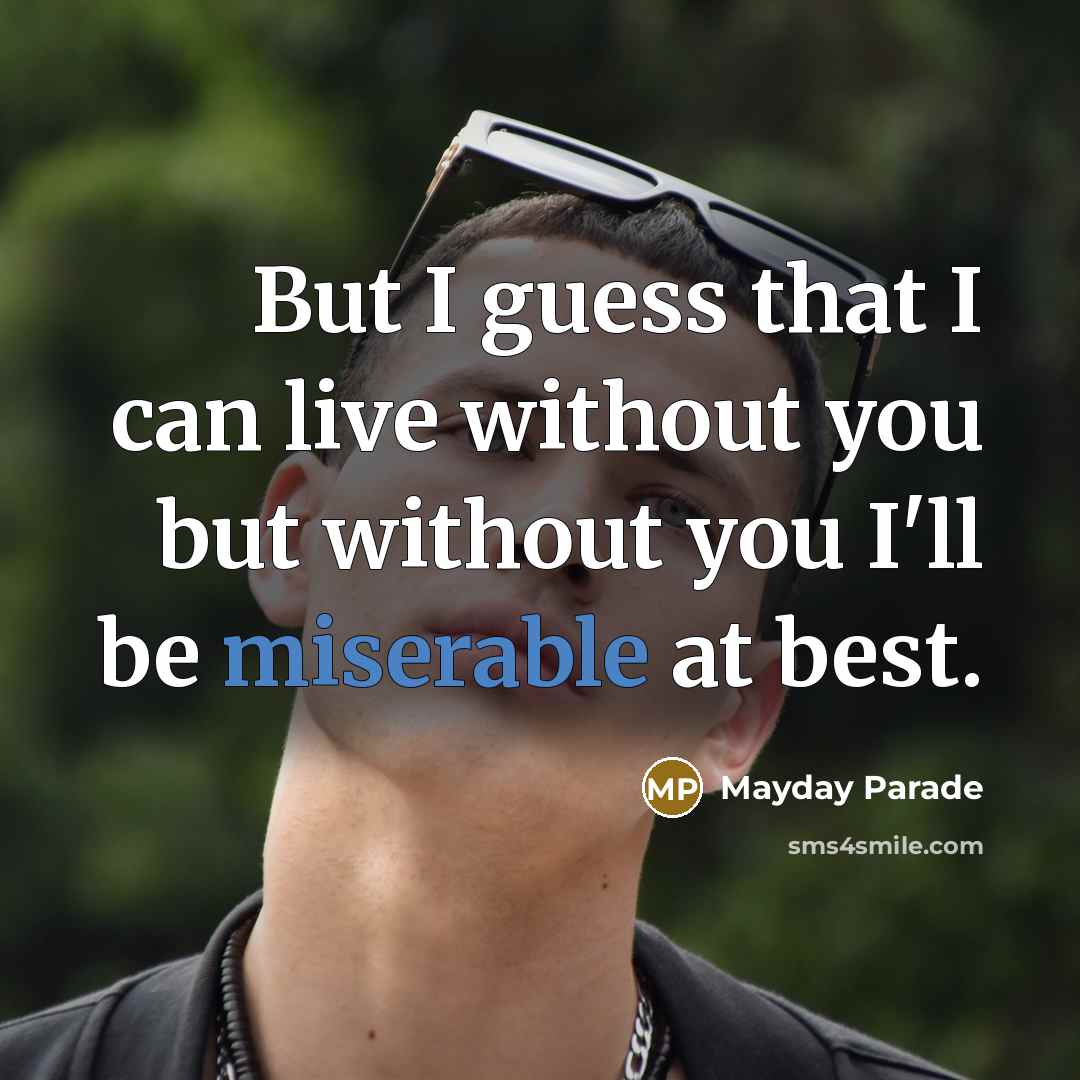 “But I guess that I can live without you but…” quote by Mayday Parade