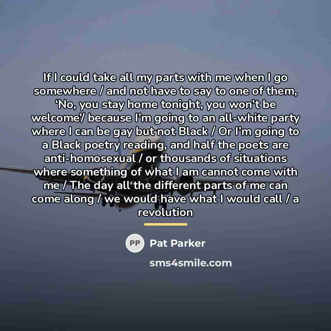 “If I could take all my parts with me when…” quote by Pat Parker