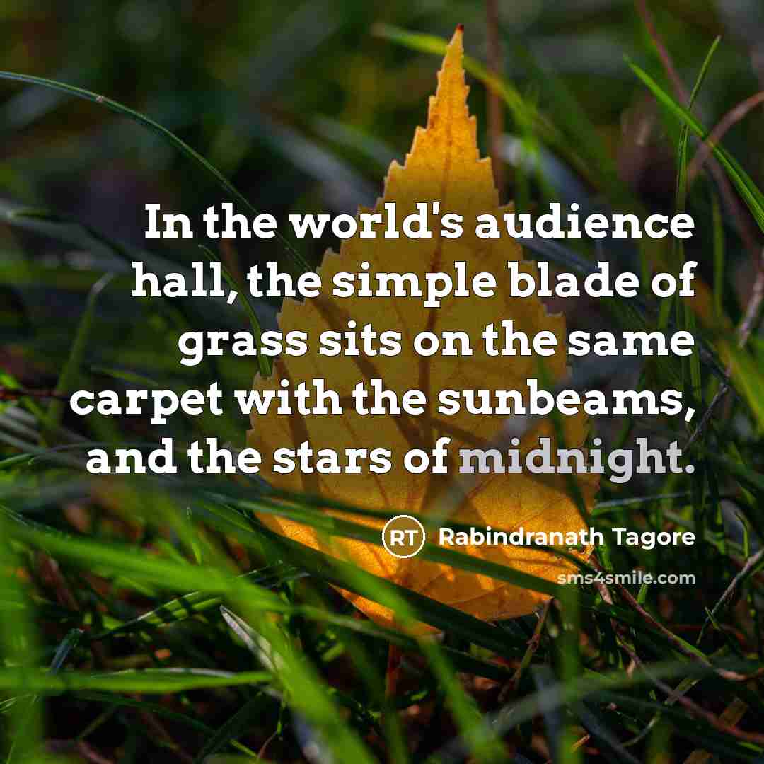 “In the world's audience hall, the simple blade of grass…” quote by Rabindranath Tagore