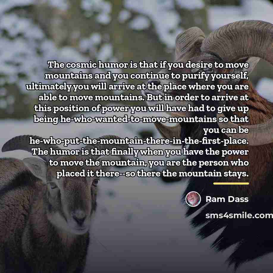 “The cosmic humor is that if you desire to move…” quote by Ram Dass