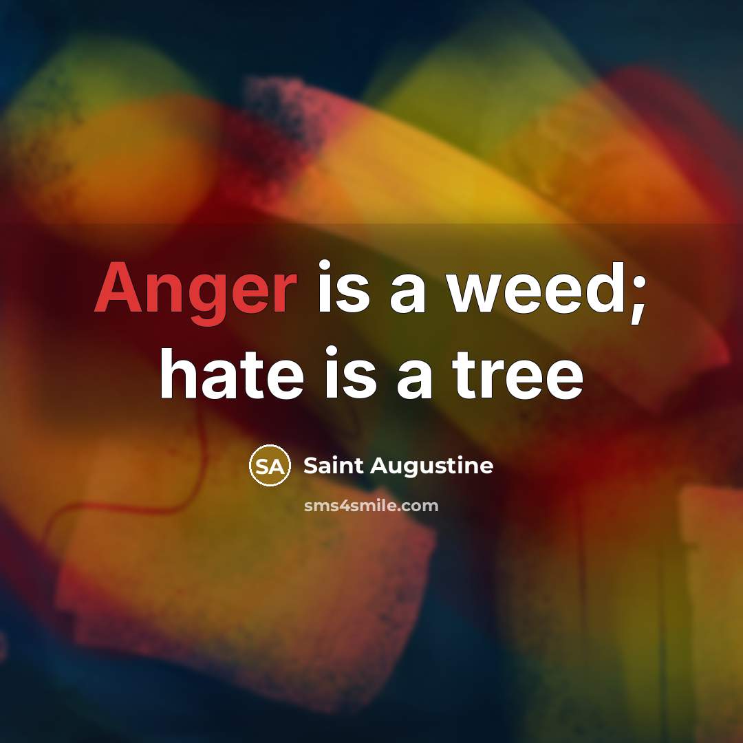 “Anger is a weed; hate is a tree” quote by Saint Augustine