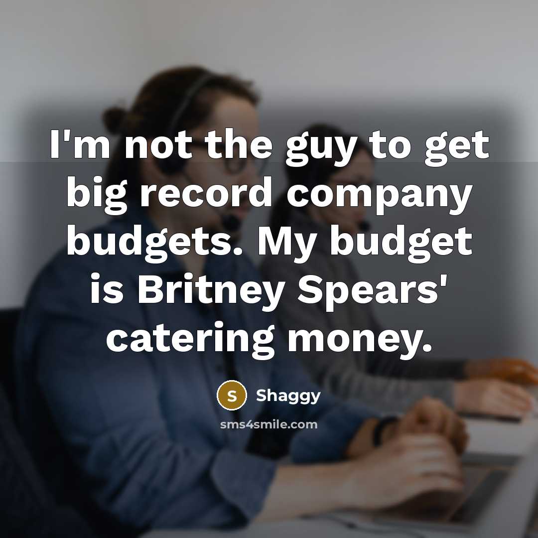 “I'm not the guy to get big record company budgets.…” quote by Shaggy