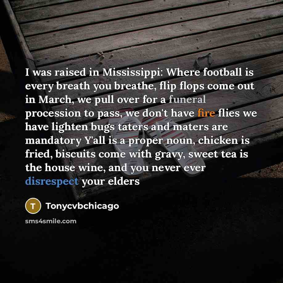 “I was raised in Mississippi: Where football is every breath…” quote by Tonycvbchicago