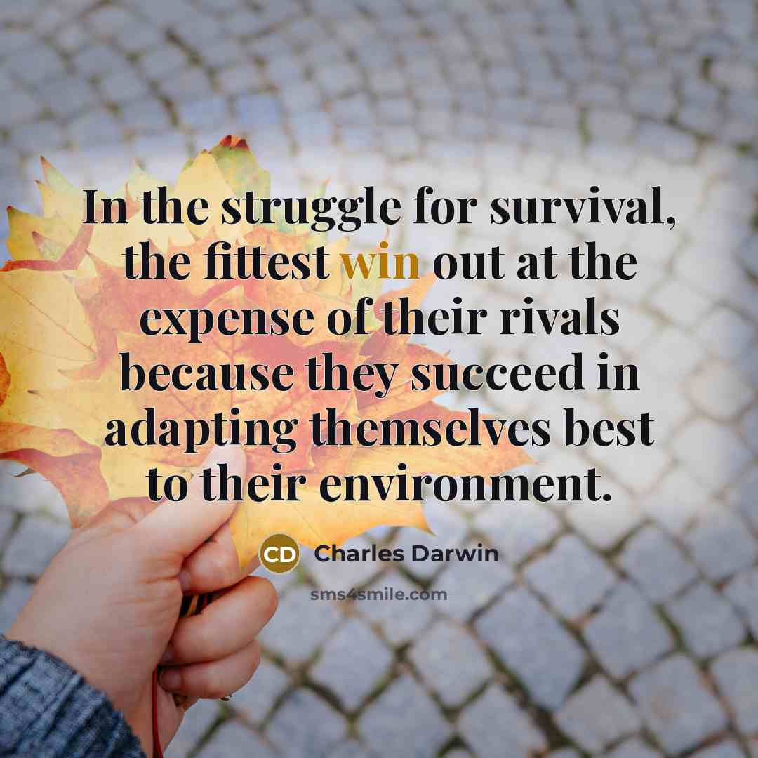 “In the struggle for survival, the fittest win out at…” quote by Charles Darwin