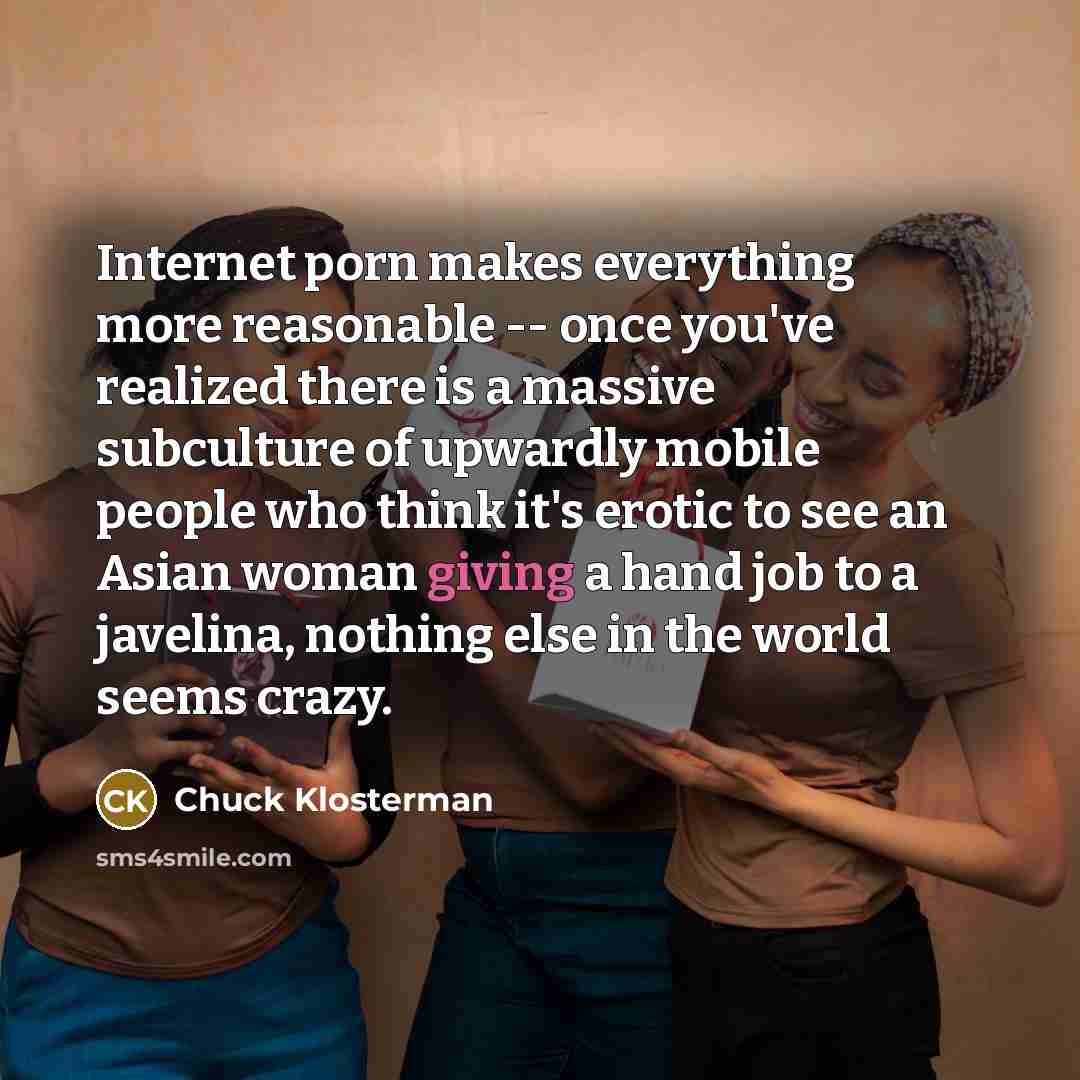 “Internet porn makes everything more reasonable -- once you've realized…” quote by Chuck Klosterman