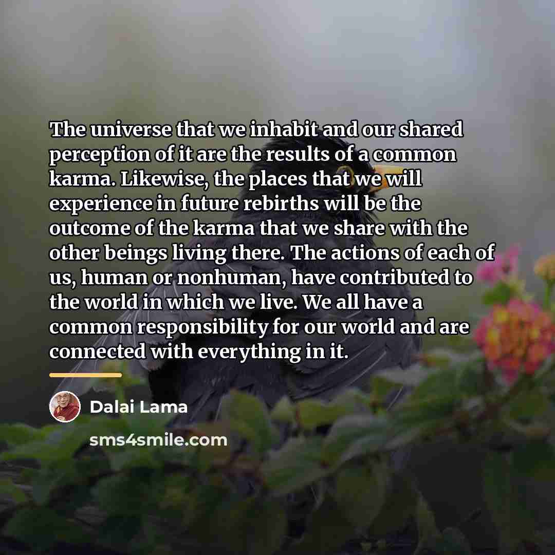 “The universe that we inhabit and our shared perception of…” quote by Dalai Lama