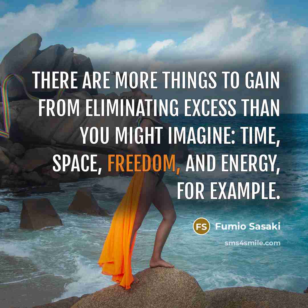 “There are more things to gain from eliminating excess than…” quote by Fumio Sasaki