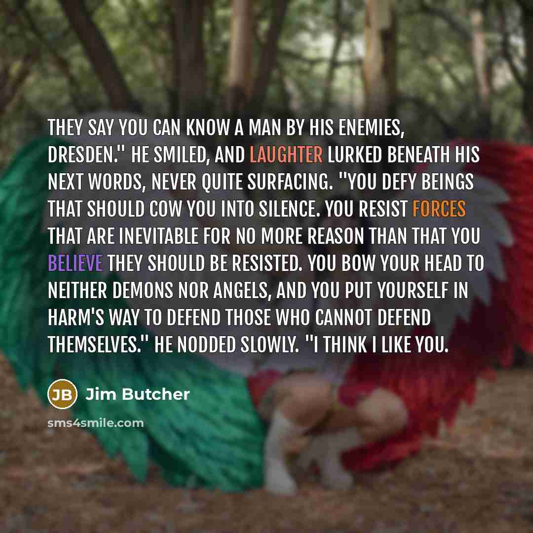 “They say you can know a man by his enemies,…” quote by Jim Butcher