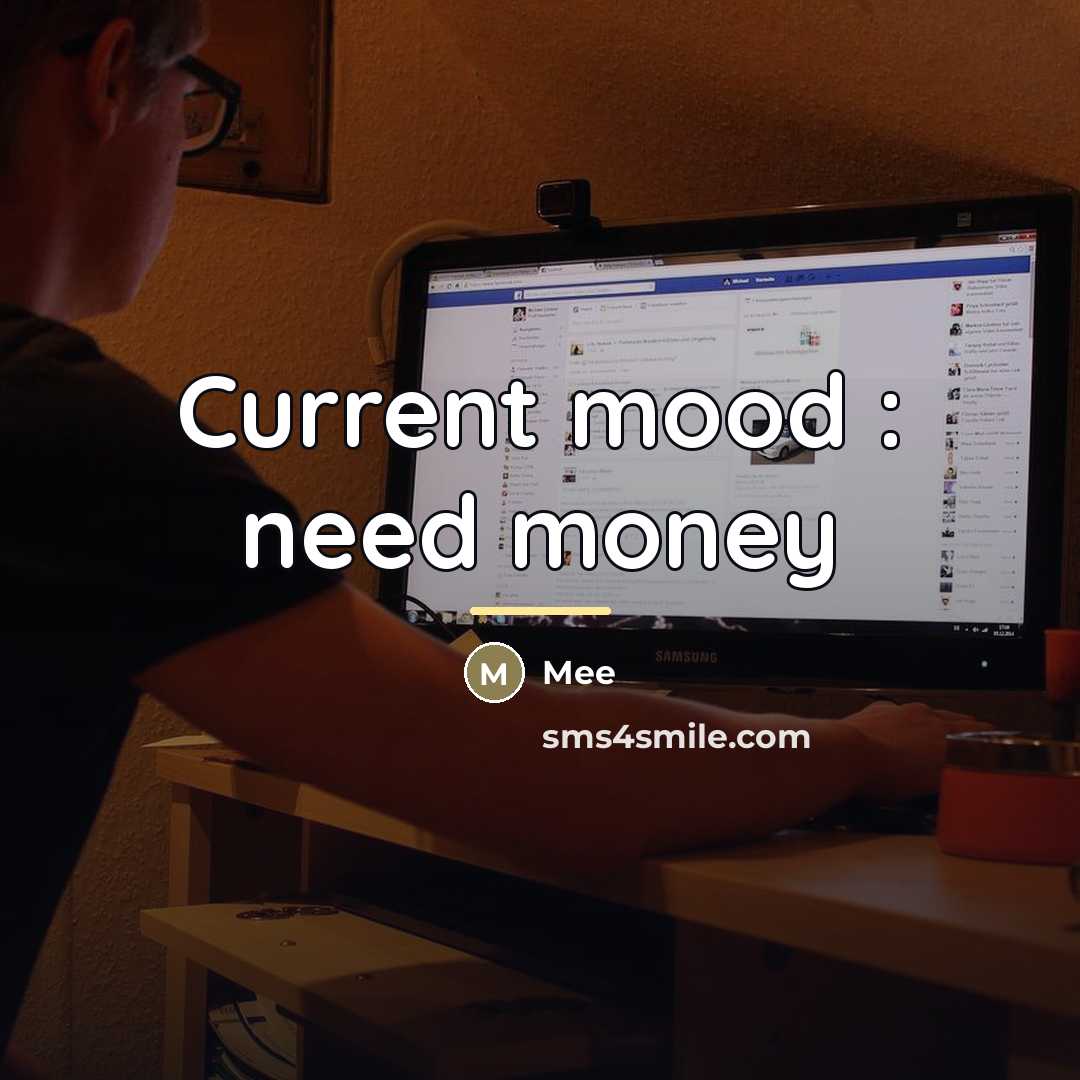 “Current mood : need money…” quote by Mee