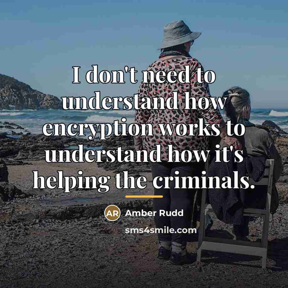 “I don't need to understand how encryption works to understand…” quote by Amber Rudd