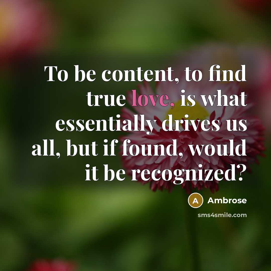 “To be content, to find true love, is what essentially…” quote by Ambrose
