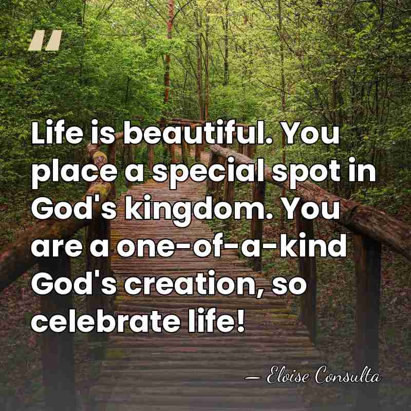 Life is beautiful. You place a special spot in God's kingdom. You&hellip; - Eloise Consulta